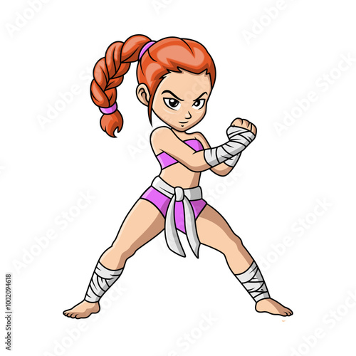 cute little girl practicing Muaythai