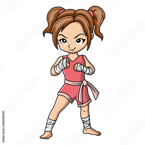 cute little girl practicing Muaythai