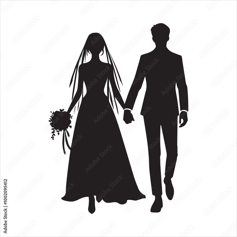 Romantic Couple Silhouette Design - wedding couple Vector illustration Romantic Couple Silhouette Design - wedding couple Vector illustration