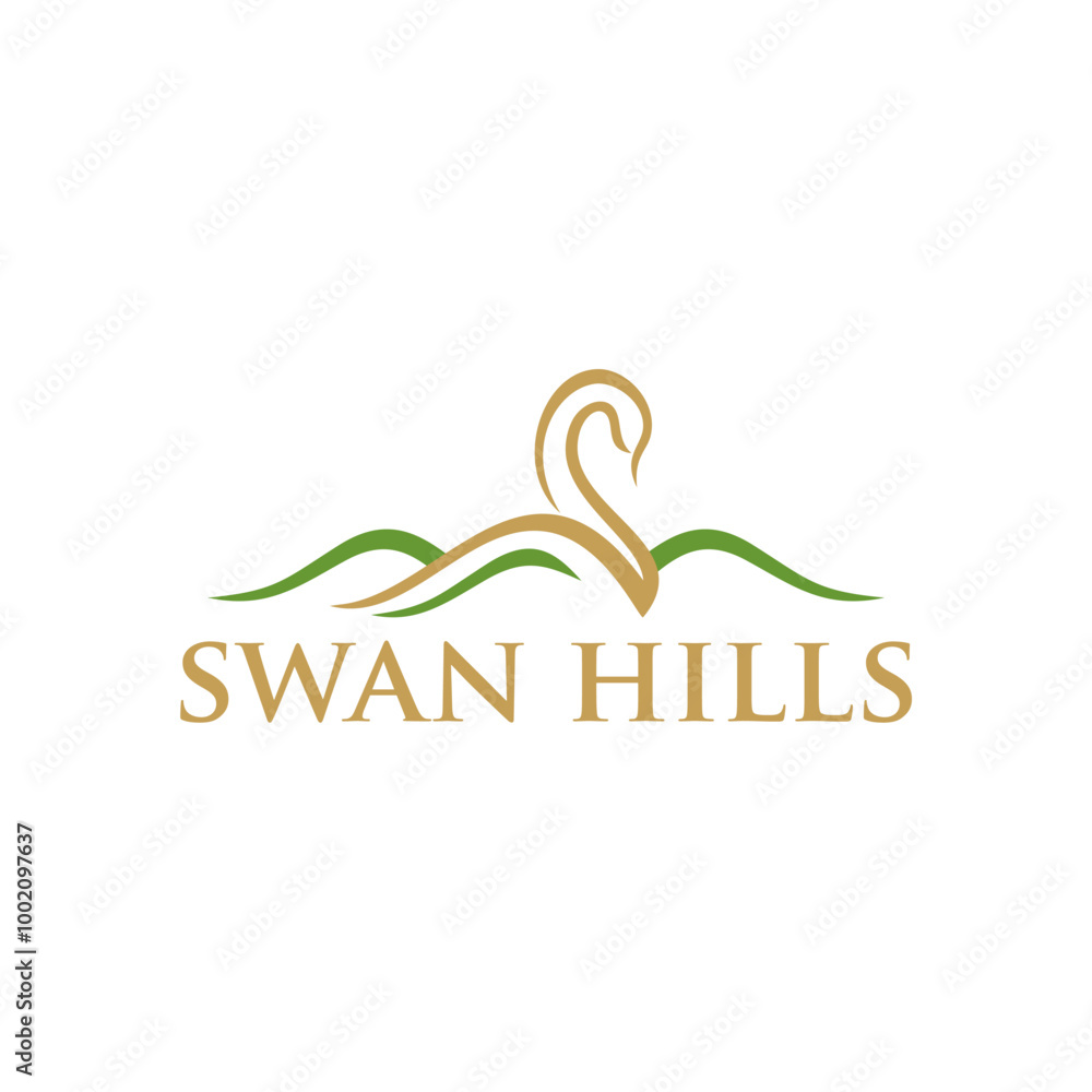 Obraz premium hills swan icon combinations logo vector