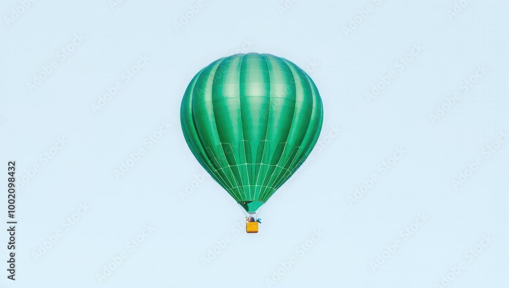 Green Hot Air Balloon in Blue Sky Green Hot Air Balloon in Blue Sky