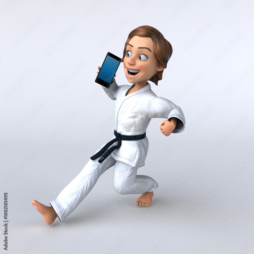 Fun 3D cartoon girl karateka illustration Fun 3D cartoon girl karateka illustration