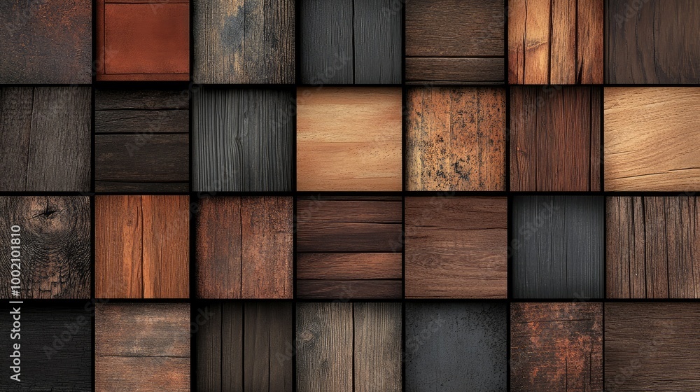 mosaic of dark wooden panels in varying sizes and shades, featuring rich textures and earthy tones mosaic of dark wooden panels in varying sizes and shades, featuring rich textures and earthy tones