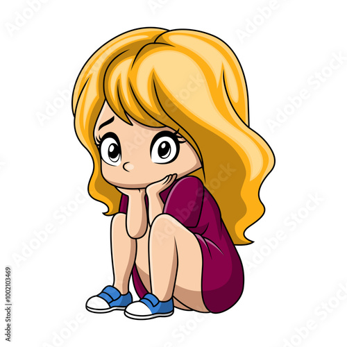 Cute girl sad expression face
