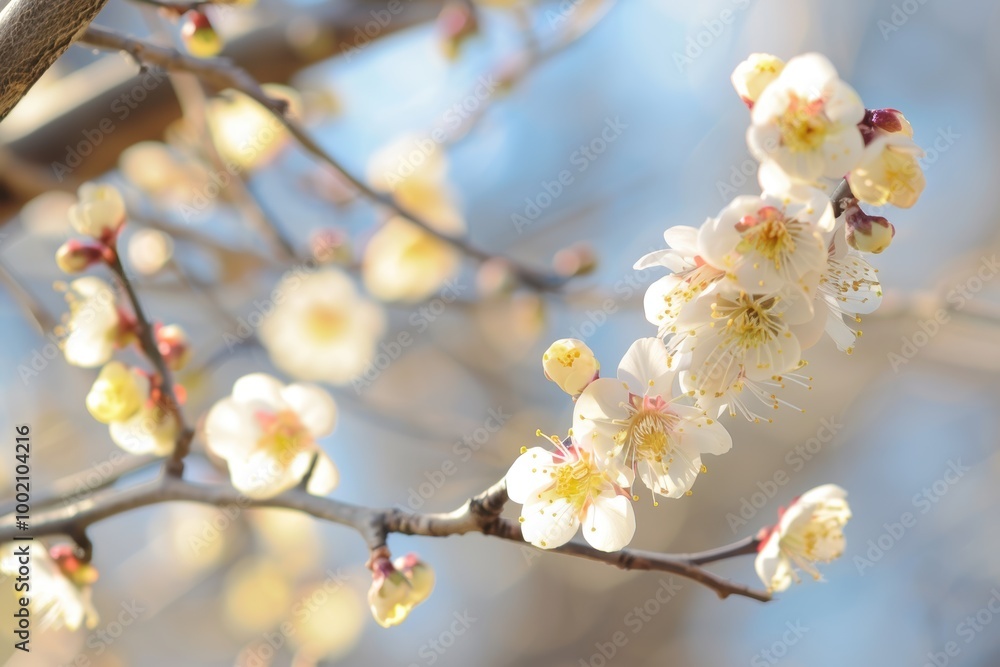 Delicate white blossoms on a spring tree branch Delicate white blossoms on a spring tree branch