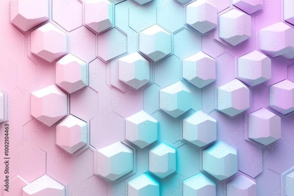 Abstract hexagonal pattern in pastel shades of pink, blue, and cream
Abstract hexagonal pattern in pastel shades of pink, blue, and cream