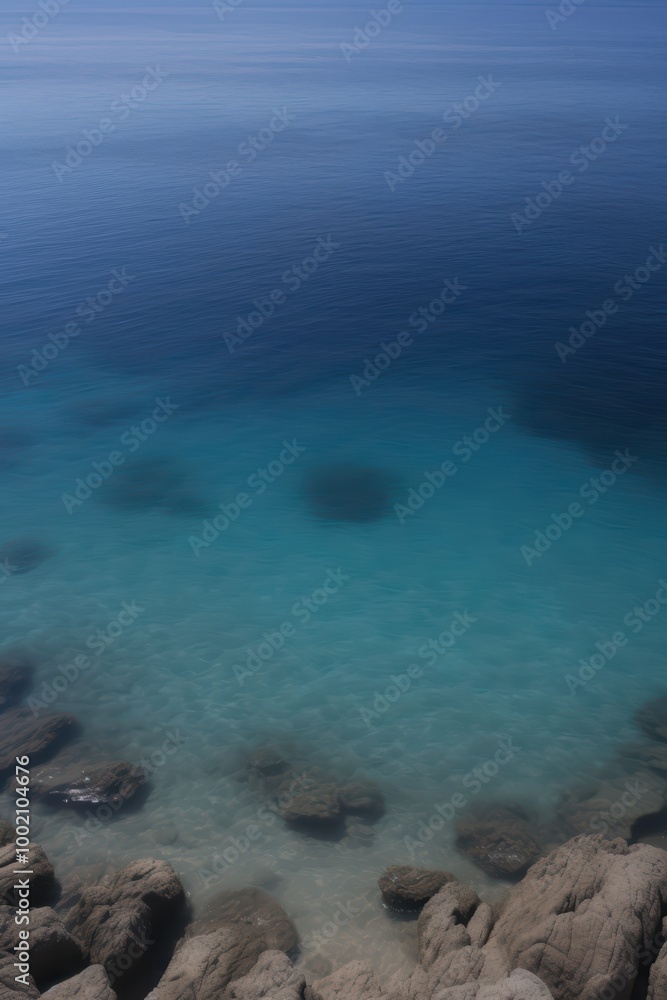 Obraz premium Tranquil ocean view with rocky coastline