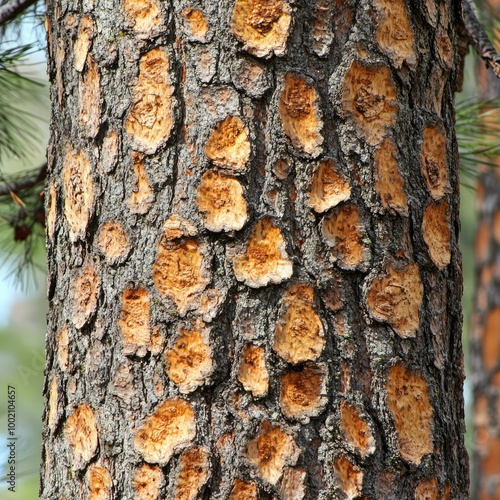 Ponderosa pine tree showing effects of mountain pine beetle infestation