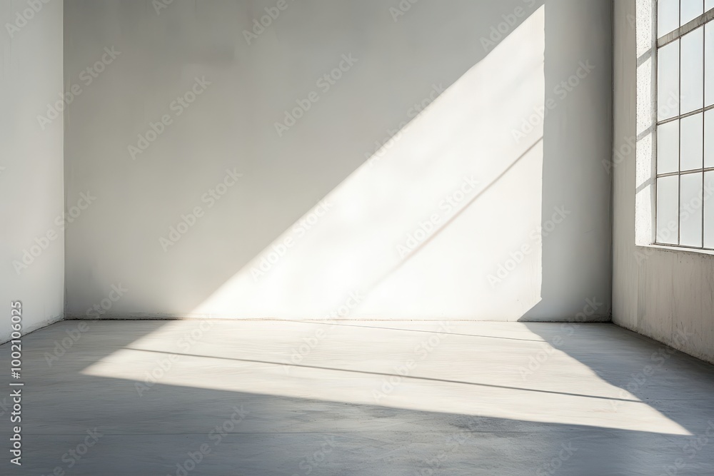 Sunlight streams through a large window into an empty room, casting long shadows on the concrete floor. Sunlight streams through a large window into an empty room, casting long shadows on the concrete floor.