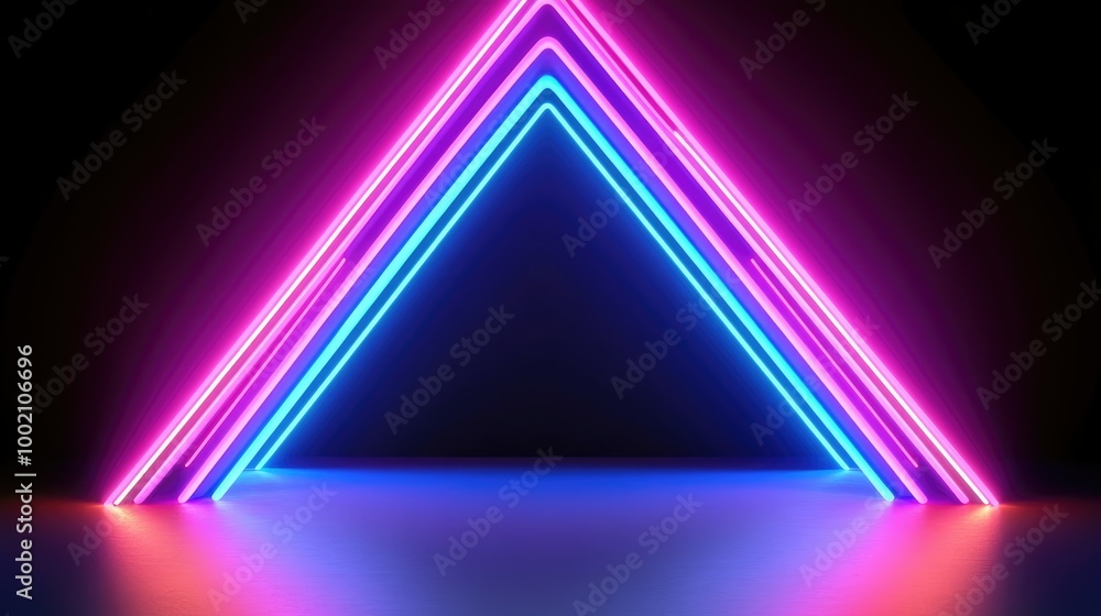 Neon lights triangle forming glowing background design resource Neon lights triangle forming glowing background design resource