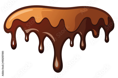 Melted chocolate dripping illustration on white background.