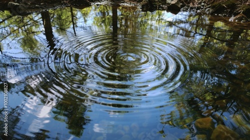 Water Ripples in Calm Forest Pool