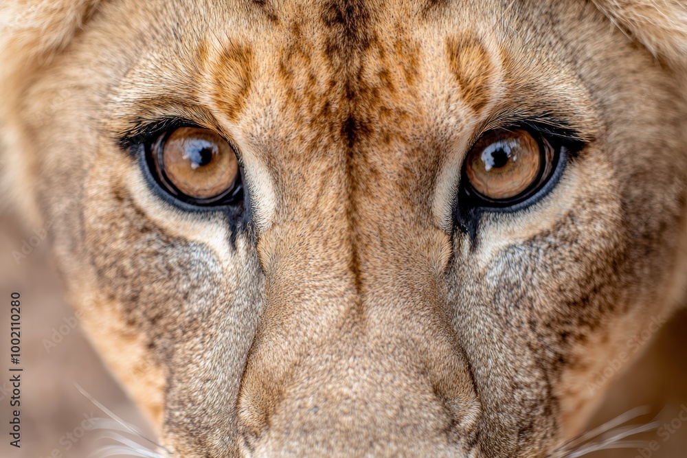 Close-up of a lion's face with intense eyes Close-up of a lion's face with intense eyes
