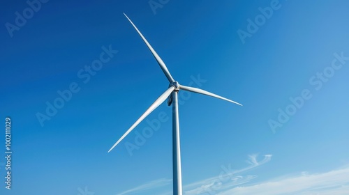 Wind Turbine Against Clear Blue Sky