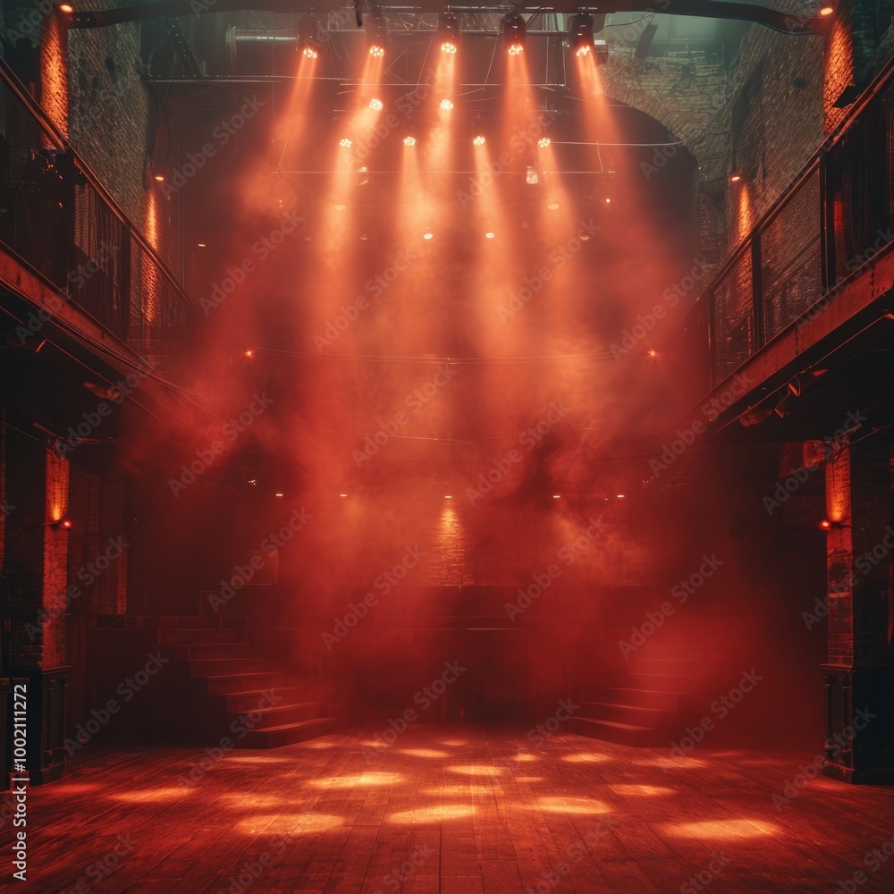 A vibrant performance space with dramatic lighting and fog. This atmosphere encourages creativity and excitement. Perfect for events and gatherings. Generative AI A vibrant performance space with dramatic lighting and fog. This atmosphere encourages creativity and excitement. Perfect for events and gatherings. Generative AI