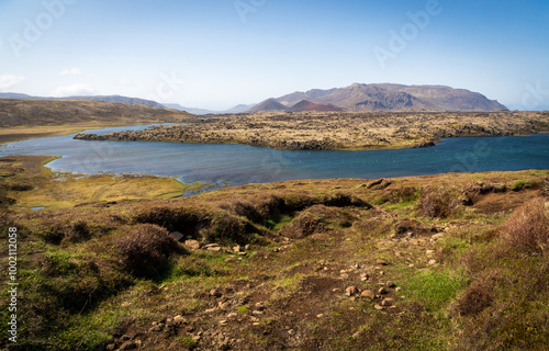 Ocean and Landscape of Route 1 or the Ring Road in Iceland