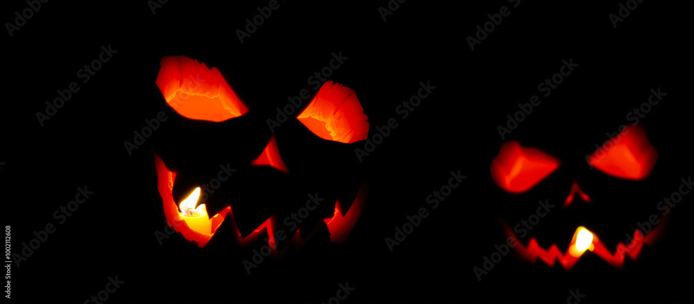 Scary Jack-o'-lanterns with Candlelight Scary Jack-o'-lanterns with Candlelight