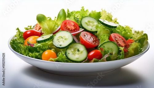 fresh salad with tomatoes and cucumbers