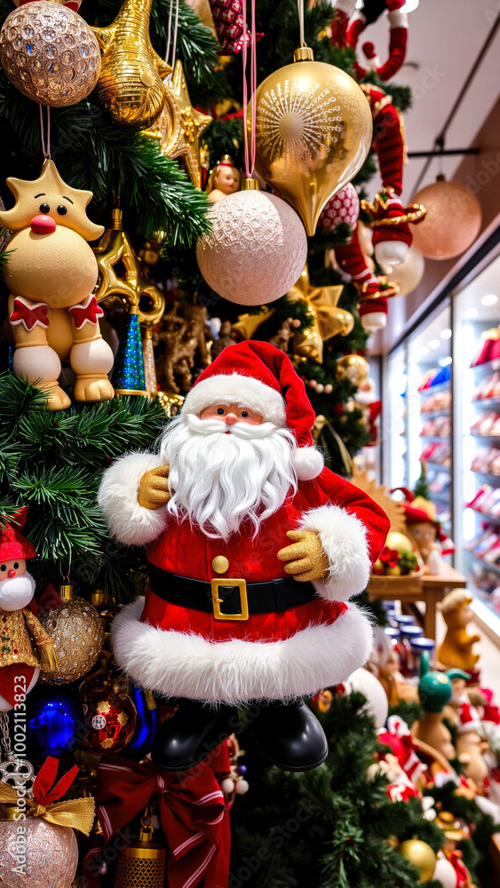 Obraz premium Santa Claus Ornament on a Christmas Tree