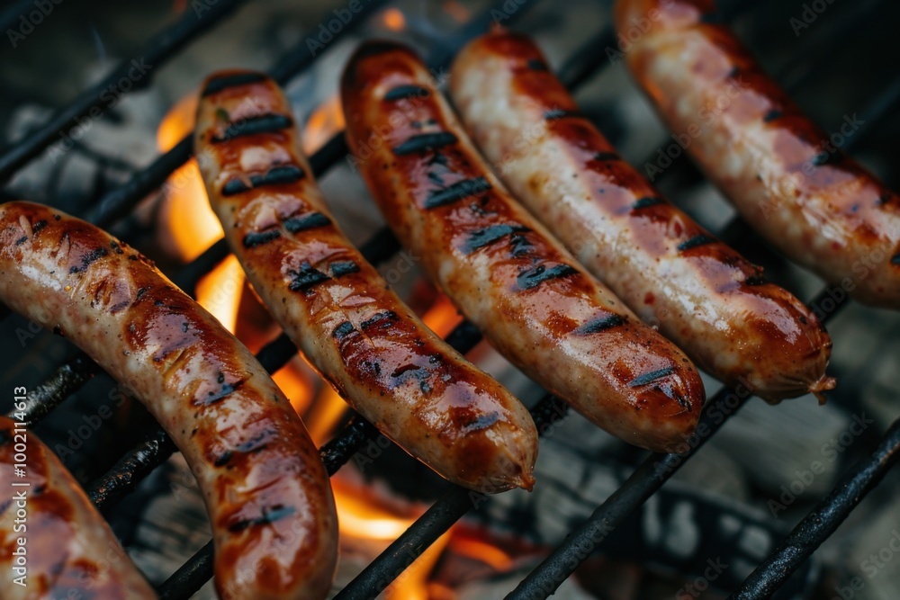 Flame-Grilled Juicy BBQ Sausages with Smoky Char Marks on Outdoor Grill
Flame-Grilled Juicy BBQ Sausages with Smoky Char Marks on Outdoor Grill
