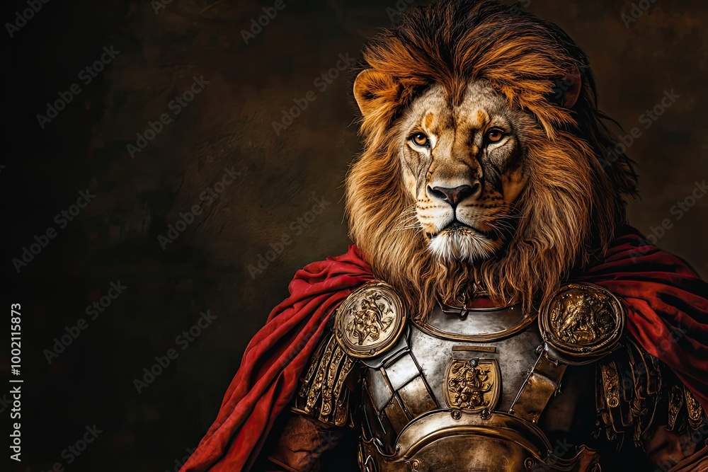 A Majestic Lion in Roman Armor