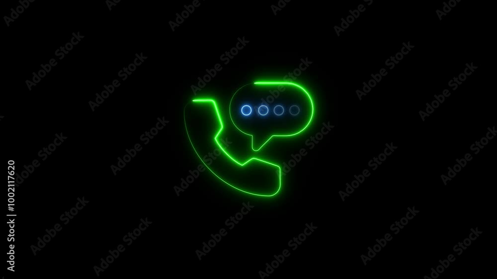 Glowing neon calling icon animation . Glowing neon calling icon animation .