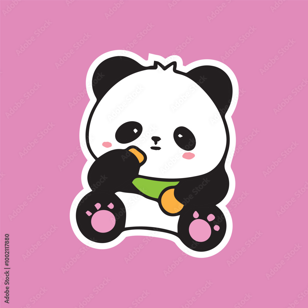 cute baby panda eating chips funny cartoon sticker vector on pastel background for kids adorable animal fat black and white vector high quality for prints cute baby panda eating chips funny cartoon sticker vector on pastel background for kids adorable animal fat black and white vector high quality for prints