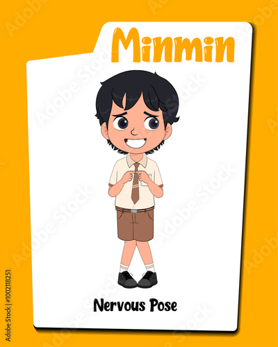 Cute boy nervous vector. Boy nervous face expression cartoon. Boy nervous face expression cartoon, vector
