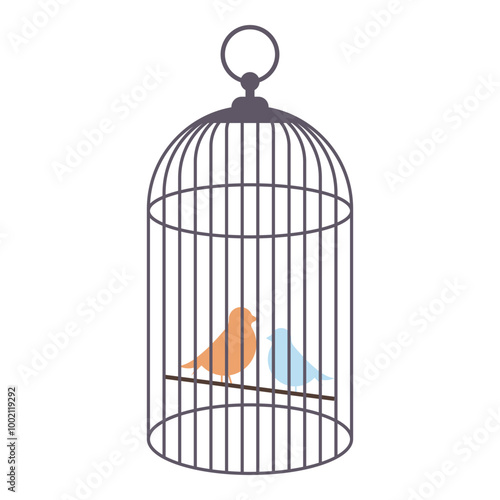 Bird in cage icon isolated on white background