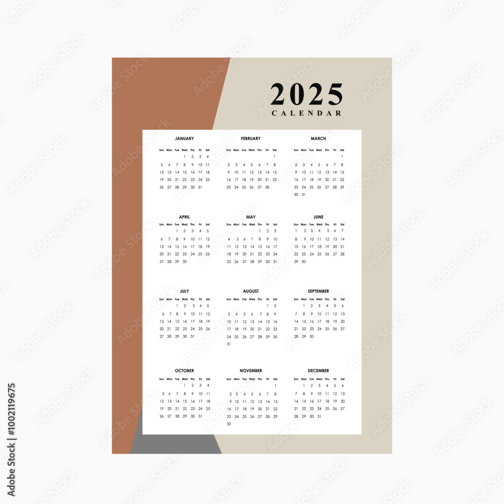 2025 calendar layout schedule annual events vector