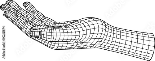 Hand 3d black polygon line 