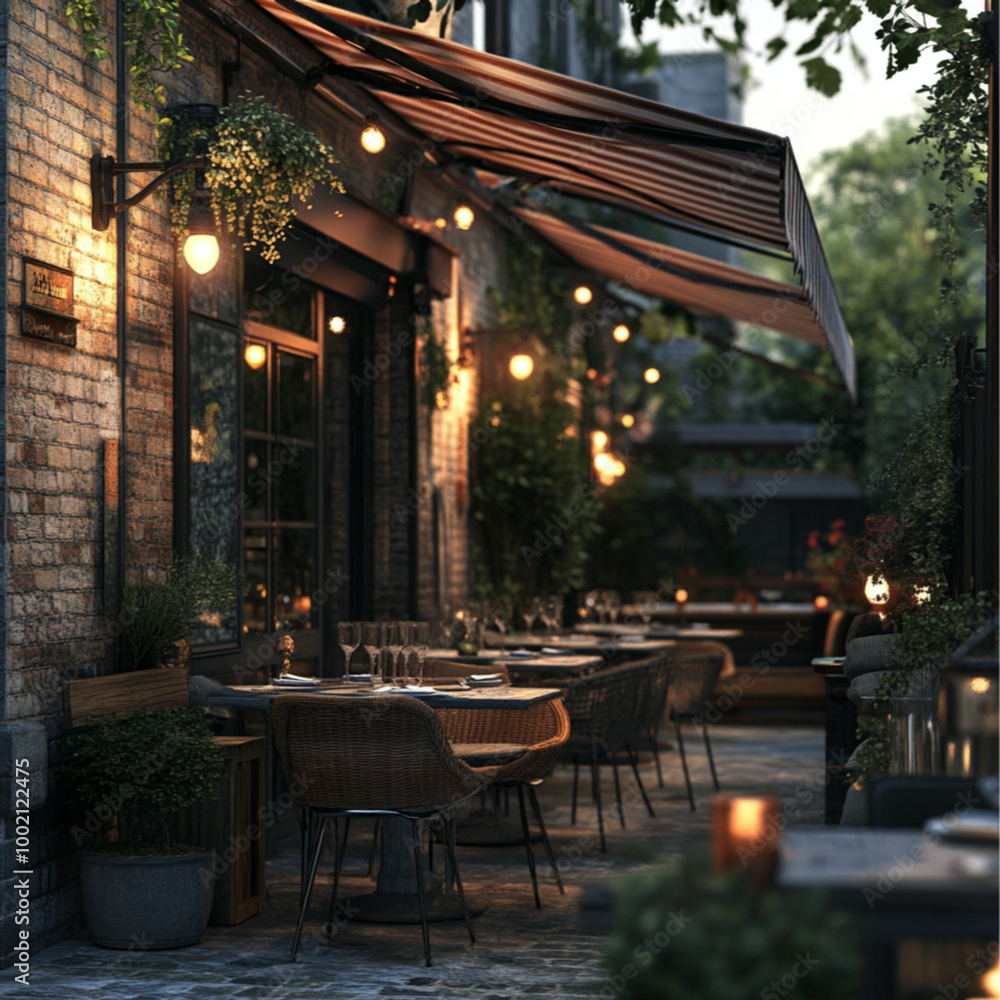 A restaurant patio dining, in an alley. It there feel nostalgic A restaurant patio dining, in an alley. It there feel nostalgic