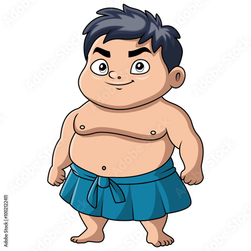 Cute boy sumo cartoon happy
