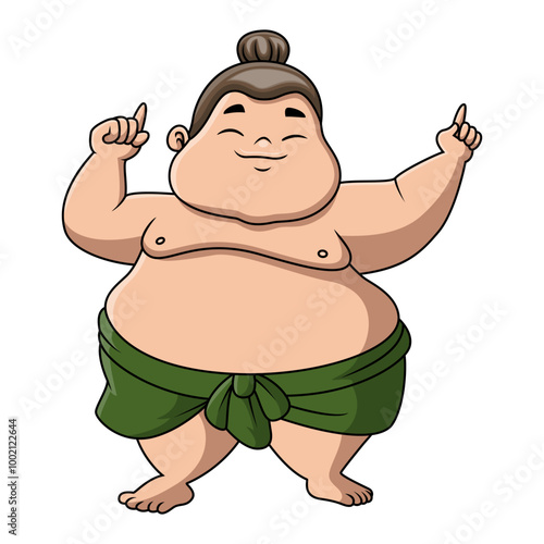 Cute boy sumo cartoon happy