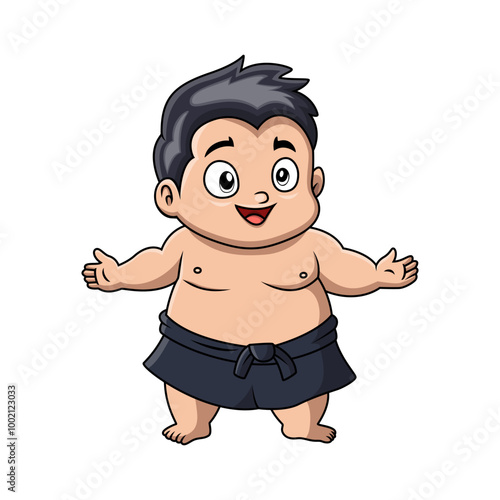 Cute boy sumo cartoon happy