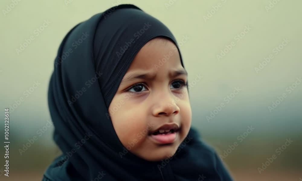 Cinematic Documentary: Amazed Black Girl in Headscarf Cinematic Documentary: Amazed Black Girl in Headscarf
