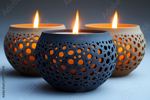 Elegant arrangement of candles for Diwali, creating a warm ambiance perfect for festive celebrations, gatherings, or decor inspirations during the festival of lights. photo