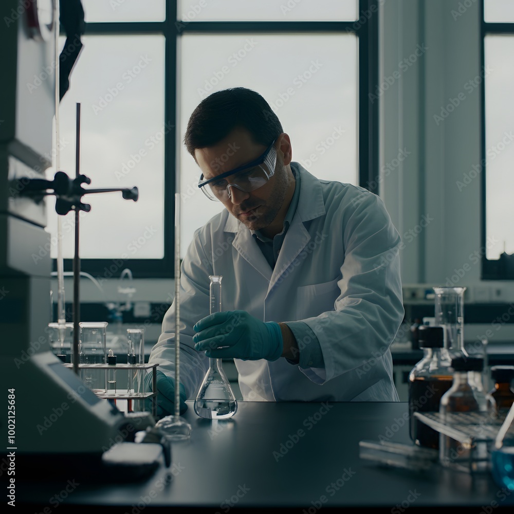 Scientist Conducting Experiment in Laboratory Scientist Conducting Experiment in Laboratory