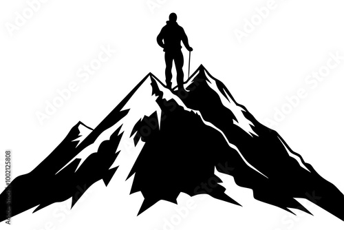  Bold Mountain Climber Silhouette Featuring a Climber Reaching the Peak