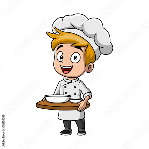 Boy cartoon wearing costume chef