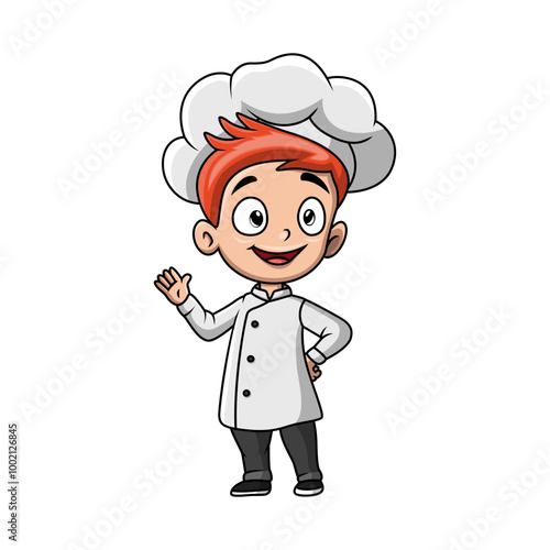 Boy cartoon wearing costume chef