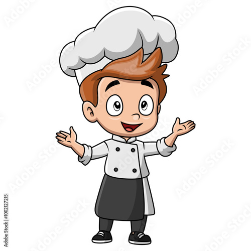 Boy cartoon wearing costume chef