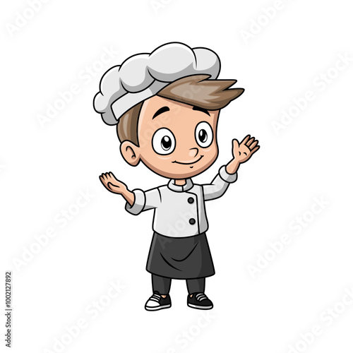 Boy cartoon wearing costume chef