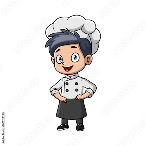 Boy cartoon wearing costume chef