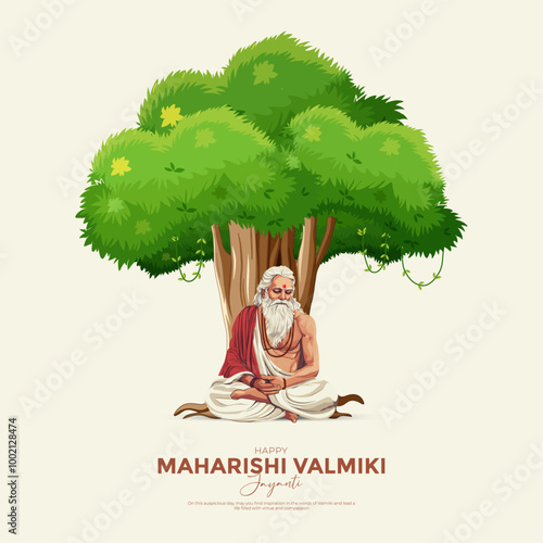 Vector illustration of Happy Valmiki Jayanti social media feed template. happy valmiki jayanti banner, poster