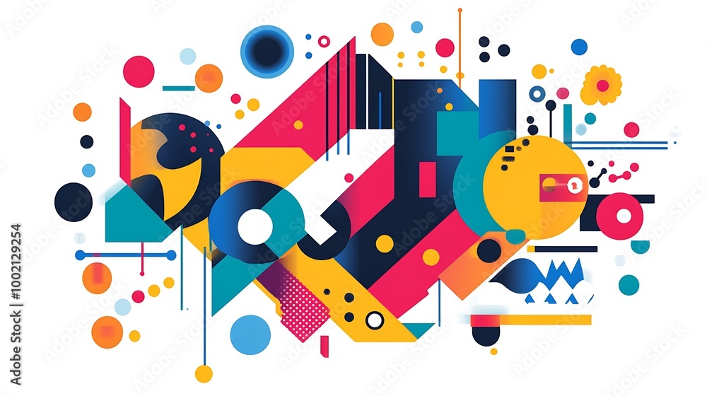 Obraz premium Colorful abstract geometric shapes design with different forms and patterns.