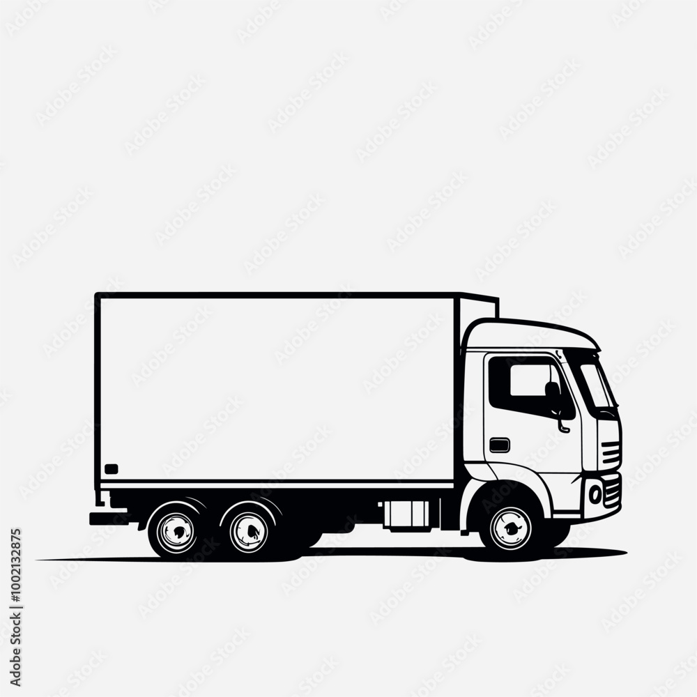 Minimalist Line Art of a Large Semi-Truck in Motion Minimalist Line Art of a Large Semi-Truck in Motion
