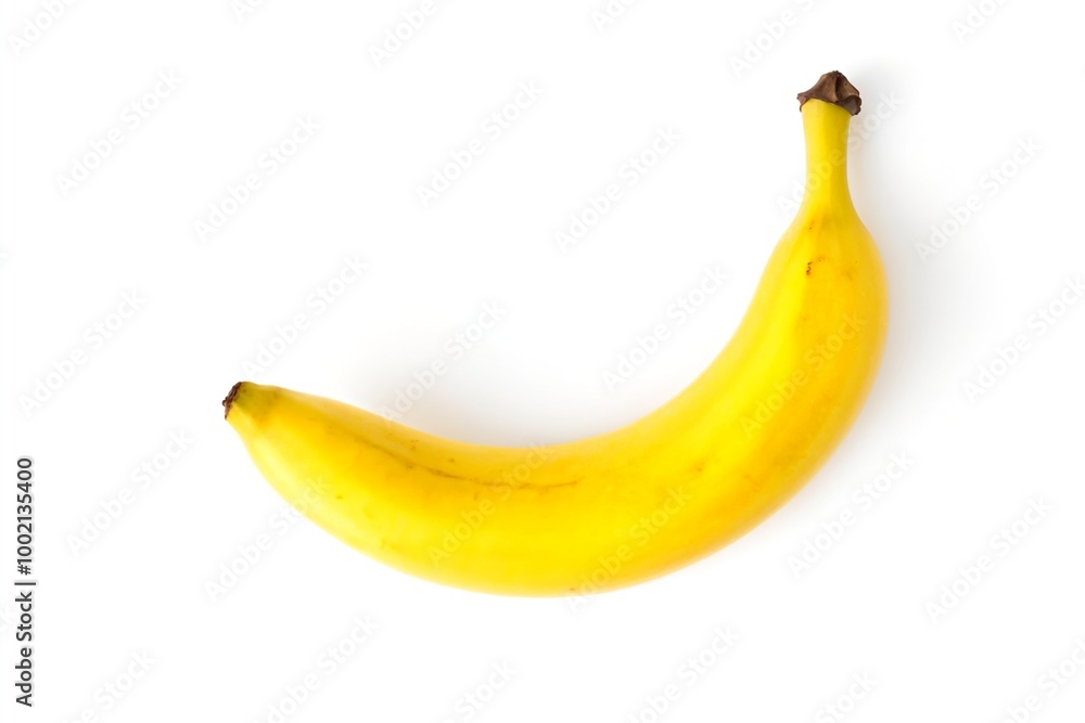 Single banana isolated on white background, ideal for food-related concepts, health, or minimalist designs. Single banana isolated on white background, ideal for food-related concepts, health, or minimalist designs.