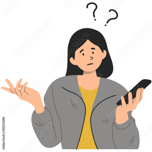 Illustration of Person Puzzled. Vector Character in Trendy Cartoon Design. 