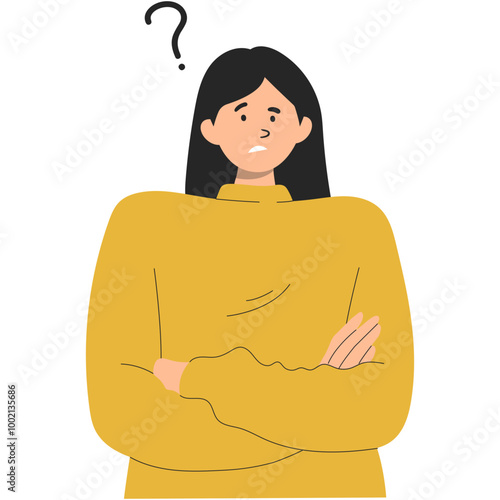 Illustration of Person Puzzled. Vector Character in Trendy Cartoon Design. 